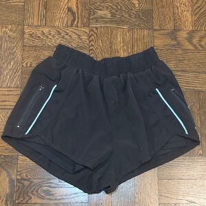 SHEIN Black Women's Athletic Shorts with Blue Accents